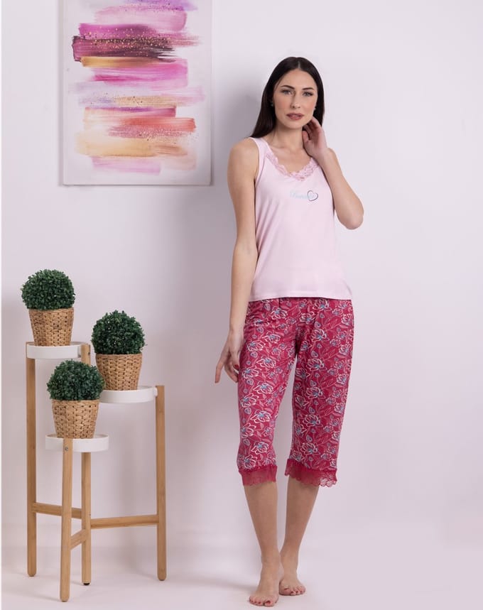 VANILLA - Bonsoir dames pyjama - Pyjamasets - Tweedelig - Viscose - Roze - PJ1525 - L