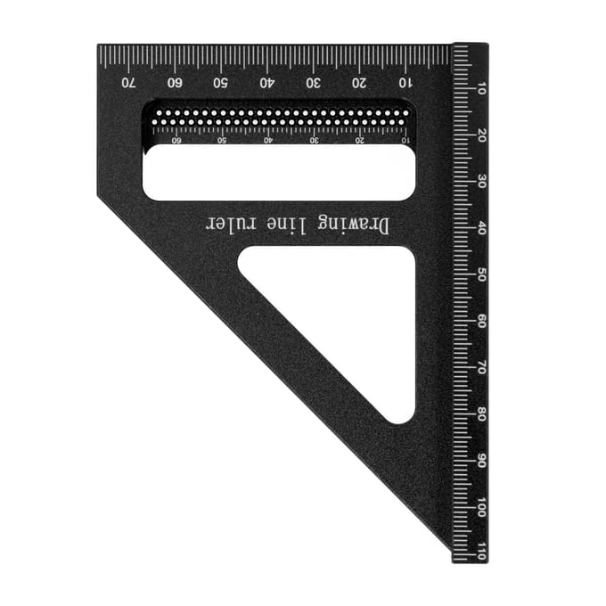 Règle de mesure multi-angles 3D 45 90 degrés Alliage d'aluminium Équerre de menuiserie Rapporteur d'onglet black