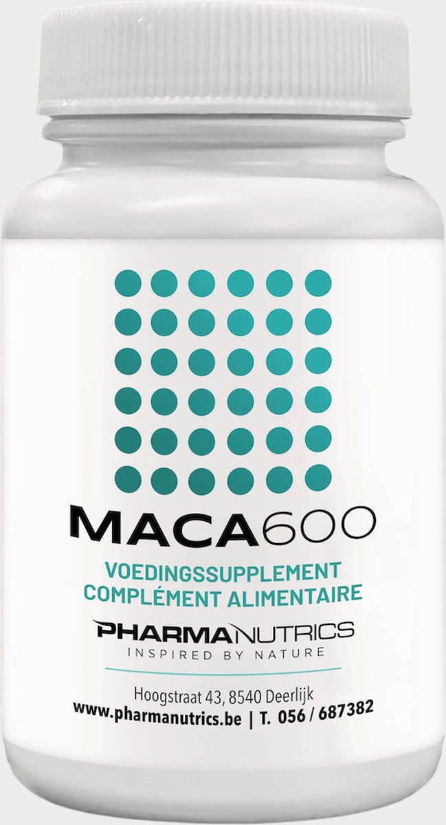 MACA 600 Pharmanutrics 60 v-caps - Focus - Energie - Natuurlijk- Kruiden - Hypoallergeen