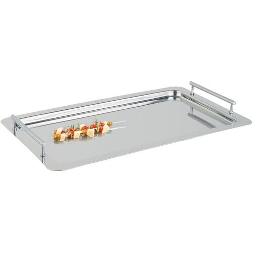 GGM Gastro (6 Stück) System Tablett - Edelstahl - GN 1/1 - Höhe: 48mm - mit Griffen