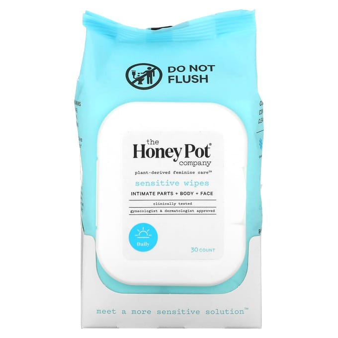 The Honey Pot Company, Lingettes pour peaux sensibles, 30 feuilles white