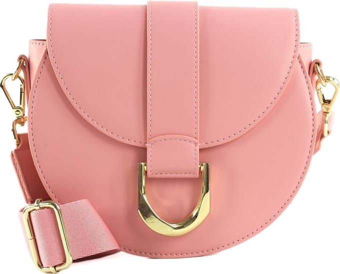 SEIDENFELT MANUFAKTUR Schoudertas Tolita Saddle Bag Bubble Gum / Gold Roze