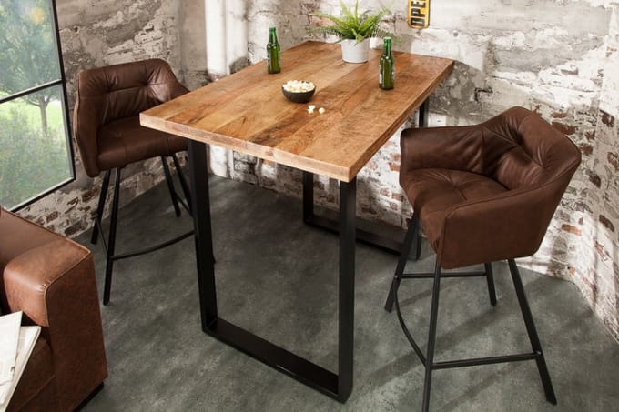 Bartafel industrieel Design Mangohout 120cm Hoge tafel