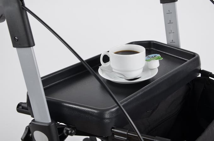 Rehasense Server-dienblad met bevestigingsclips-rollator-zwart-antislip