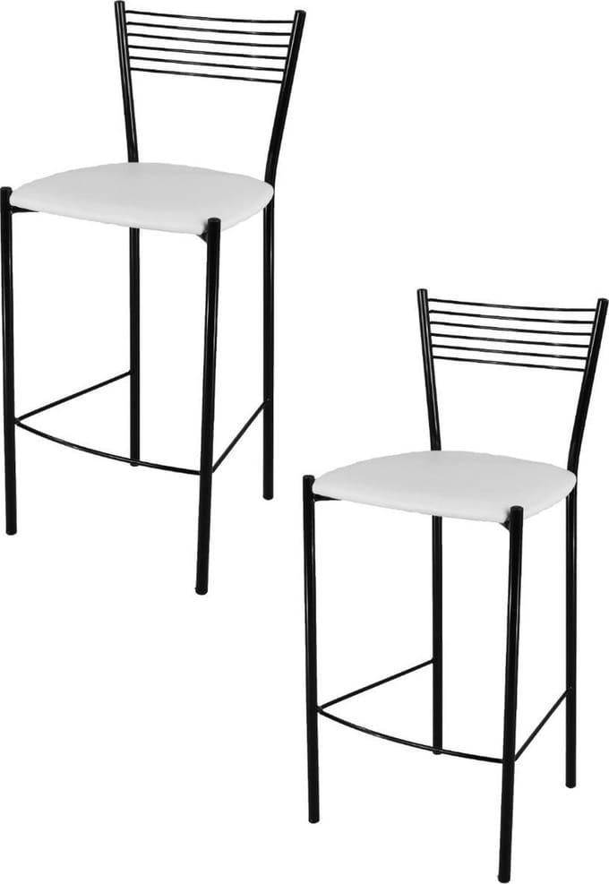 Tommychairs Elegance - Eetkamerstoelen - Set van 2 - Zwart & Wit - Kunstleer & Metaal