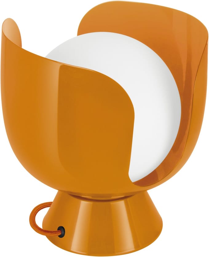 OSRAM Decor Corolle tafellamp E14, metaal & glas, textielkabel, vervangbare lampen, retrostijl, oranje