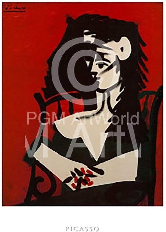 Kunstdruk Pablo Picasso - Jacqueline a Mantil 40x50cm