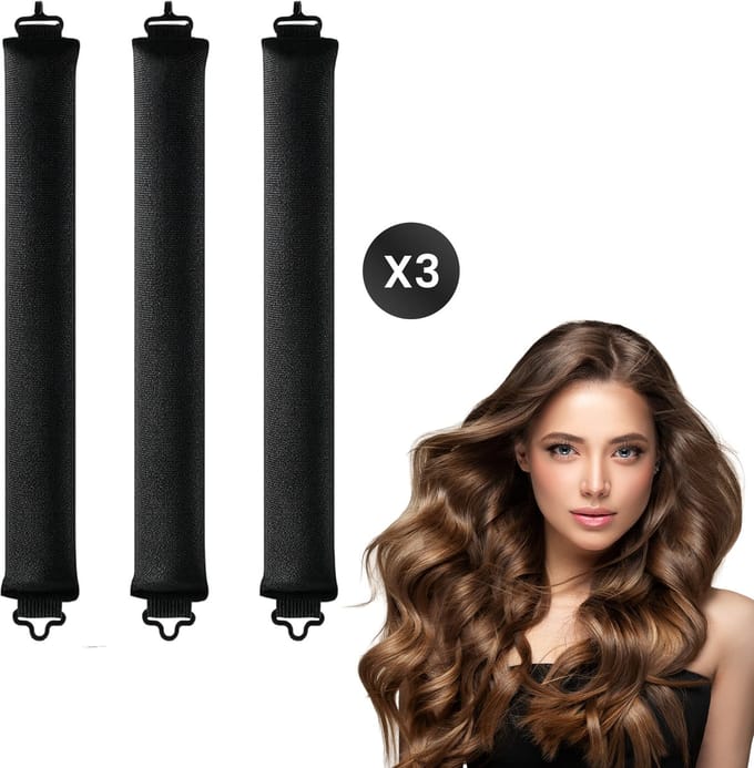 DIVERZA Haarkruller – Heatless Curls – Haarroller Zonder Hitte – Krullend Haar – Haarrollers 3 delig – Zwart