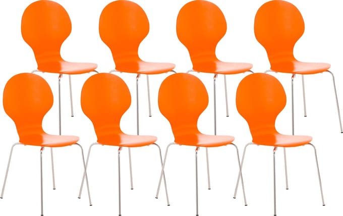 CLP Diego Set van 8 stapelstoelen Hout/oranje