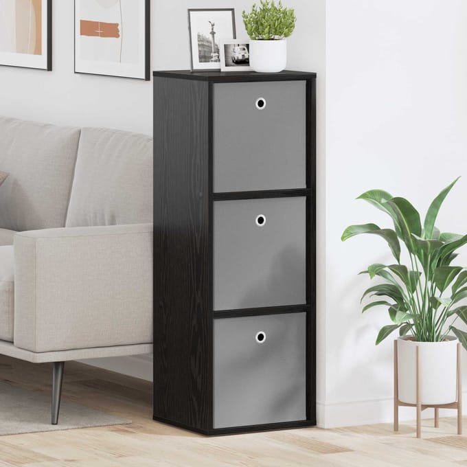 vidaXL - Dressoir - met - lade - Zwart - Eiken - 35 - x - 32 - x - 99,5 - cm