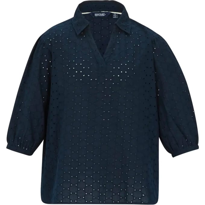 Damesblouse Nofino met 3/4 mouwen en open kraag