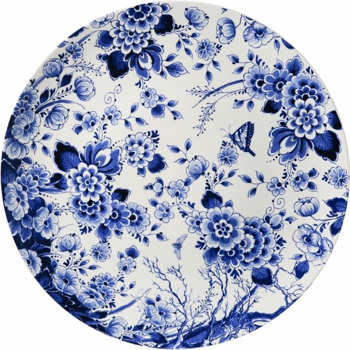 Heinen Delfts Blauw - Wandbord Bloementuin - Keramiek - 42 cm