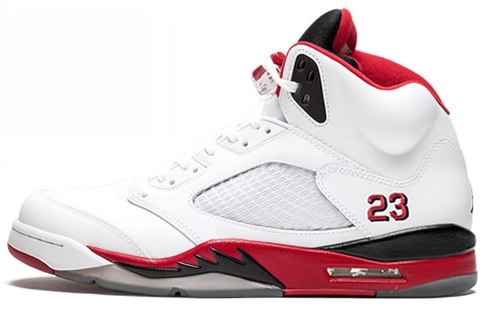 Jordan 5 Retro Fire Red Languette Noire 2013 136027-120 41 white