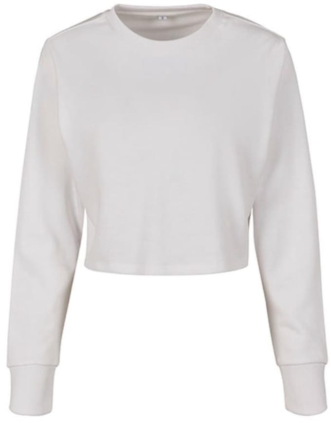 Ladies Terry Cropped CrewWhite maat S