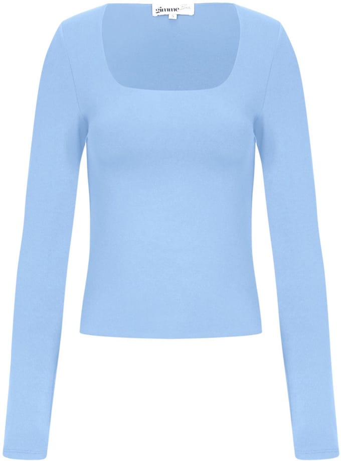 Comfortabele Gebreide Nylon Dames Top met Lange Mouwen - Blauw - Maat M