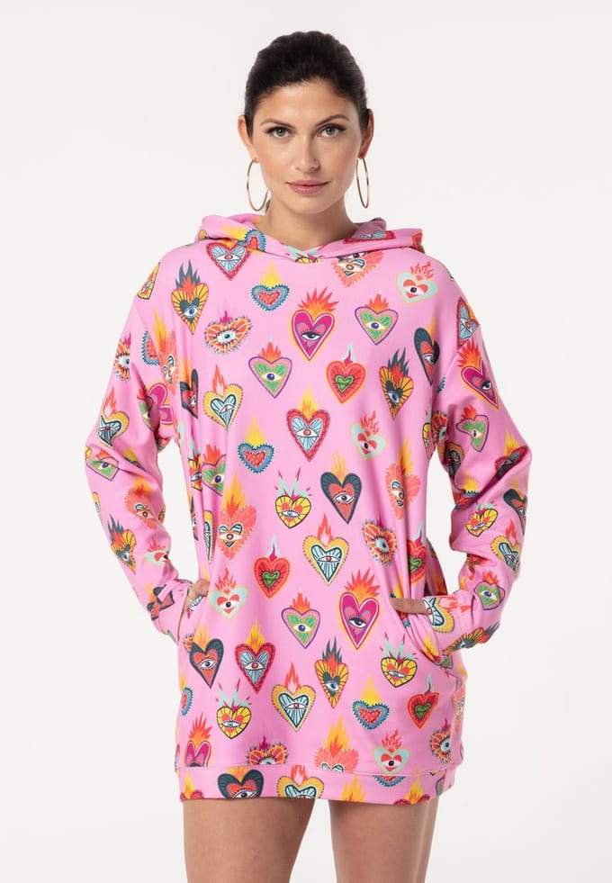 "Pink Mexican Hearts" Oversize hoodiejurk