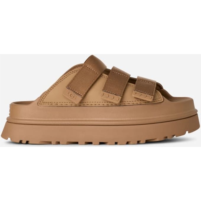 UGG® GoldenGlow Slide for Women in Dark Sand, Synthetic/Polyester