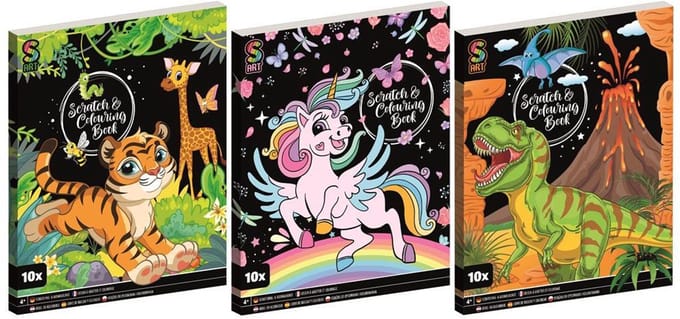 Grafix krasboek scratch art kleurboek 10 pagina's dieren 26x21cm.