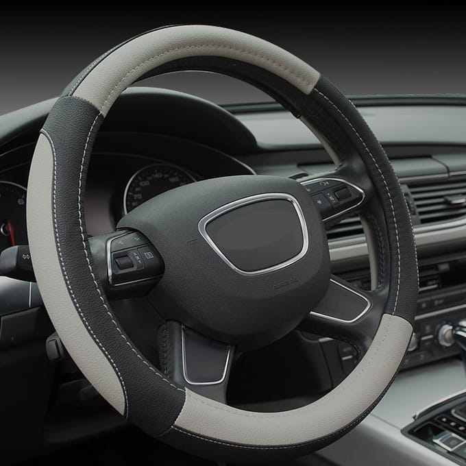 Housse de volant de voiture de luxe élégante – Tendance, sans odeur, confort toutes saisons 38 cm blanc