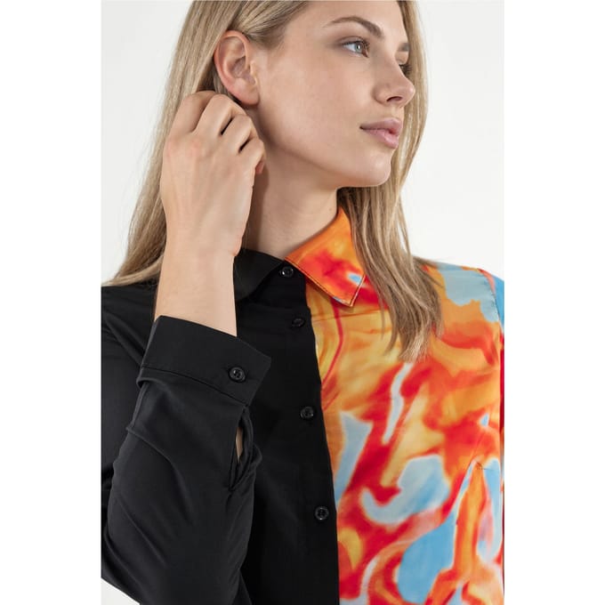 Dames Abstracte Print Knopenblouse