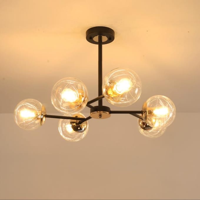 Haobosic Moleculaire Moderne - Hanglamp - Zwart+Goud - 72 cm - 6-arm