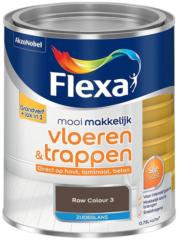 Flexa - Mooi Makkelijk Vloeren & Trappen Zijdeglans - Raw Colour 3 - Mengverf - 750 Ml