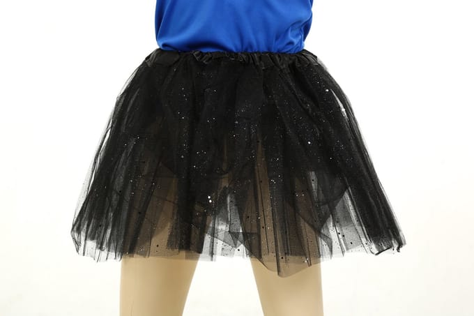 Glitter Rokje - Tule - Kindermaat - One Size - Zwart