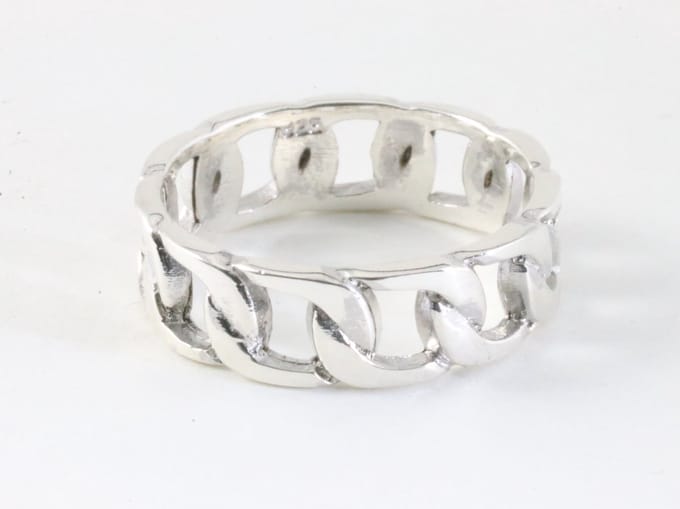 Zilveren ring met gourmet schakels - maat 17