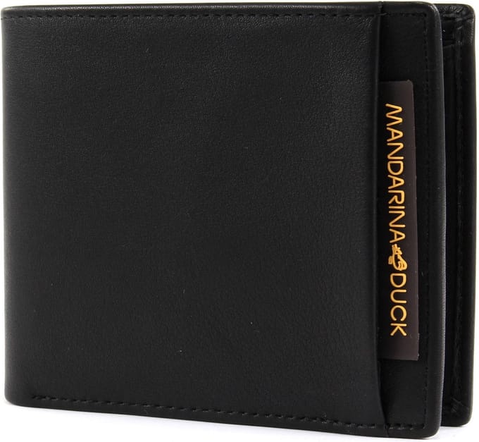 MANDARINA DUCK Leren Portemonnee Dual Wallet Black Zwart