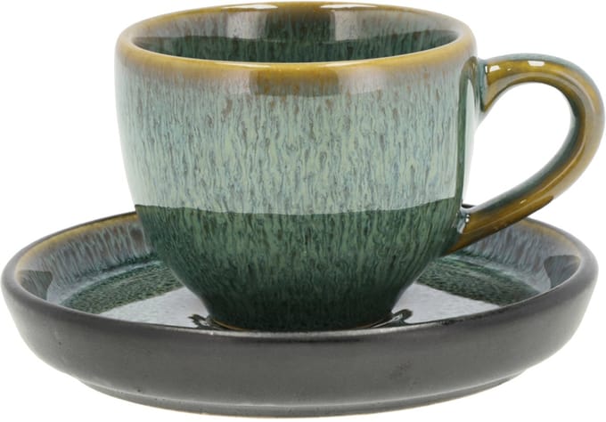 BITZ Espresso met Schaaltje Dia 5,5 x 5 cm 7 cl Groen/Zwart
