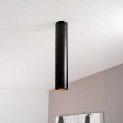 Canopus nero l by LUSENZ - Cilindervormige opbouwspot in met mat zwarte coating