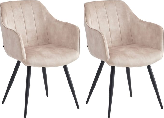 Colenis® - Verto Eetkamerstoel - Set Van 2 - Beige - Adoré Velvet - Industrieel