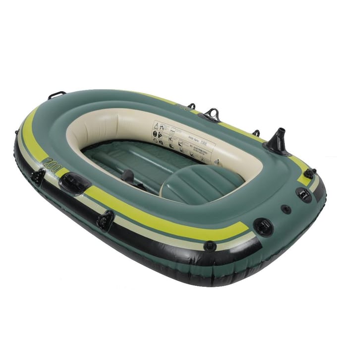 Groene PVC Opblaasbare Tweepersoons Roei Luchtboot Vissen Driften Duikgereedschap zwart