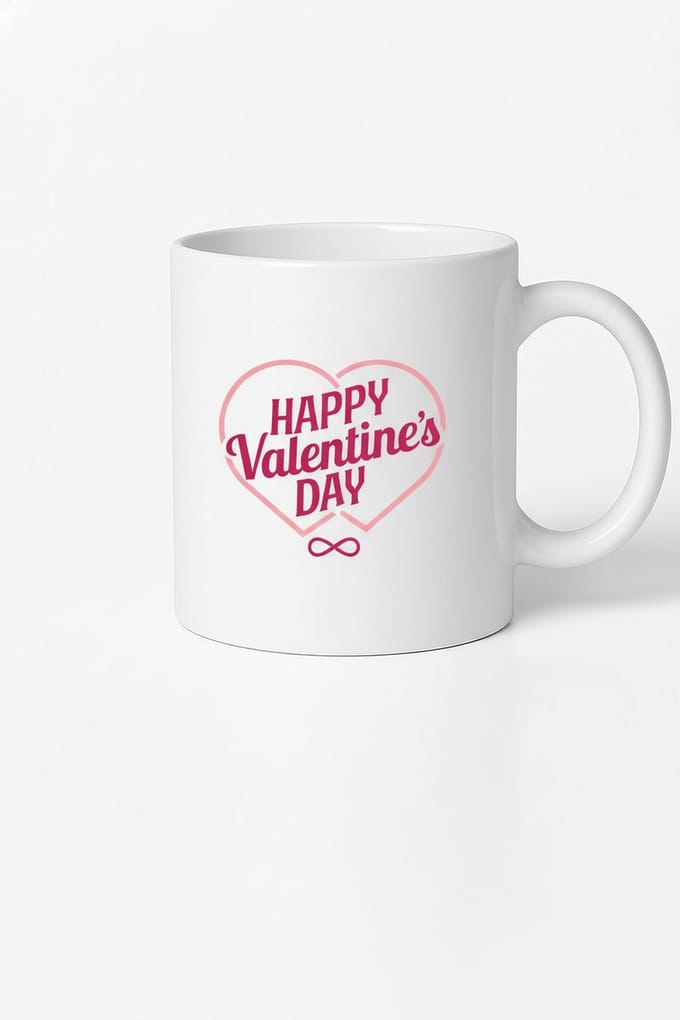 Happy Valentine's Day Mok met Hart en Infinity Symbool - Romantisch Valentijnsdag Cadeau