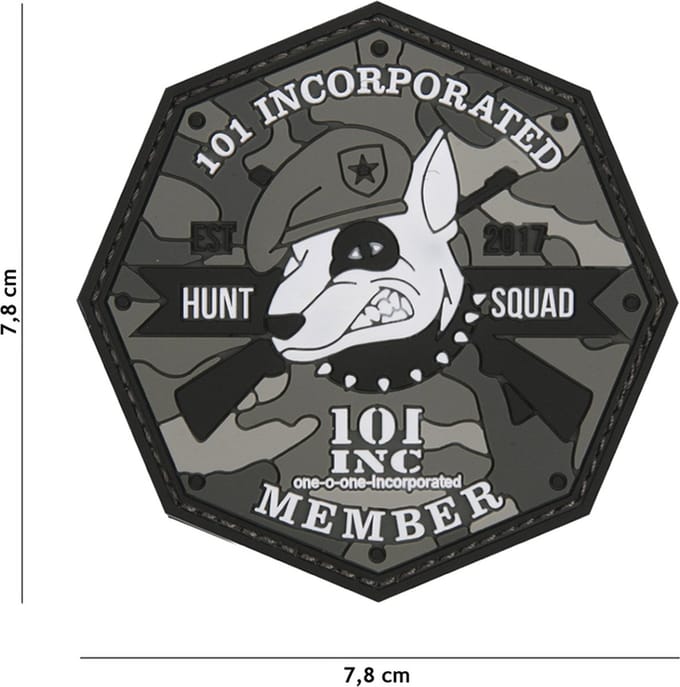 Embleem 3D PVC Hunt squad grijs