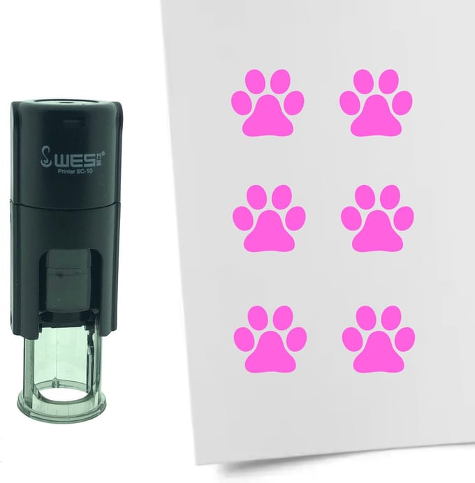 CombiCraft Stempel Hondenpoot van Hond 10mm rond - roze inkt