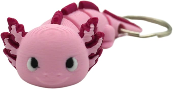 Axolotl sleutelhanger - Sakura Roze - 3d geprint - Cadeau liefhebber – Sleutelhanger dier - 8cm