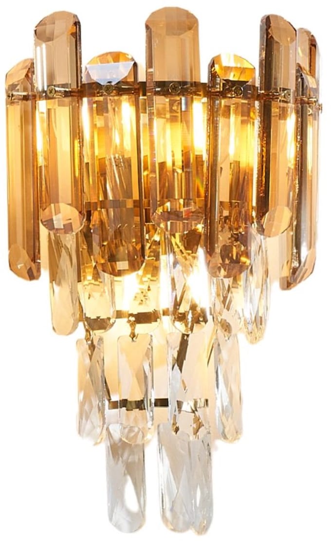 Kosilum - Elemia - Wandlamp - Goud, transparant en amber - Metaal en kristal