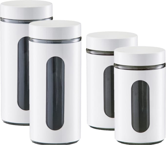 Zeller - 4x keuken voorraadpotten rvs - 2 formaten 900 ml en 1200 ml
