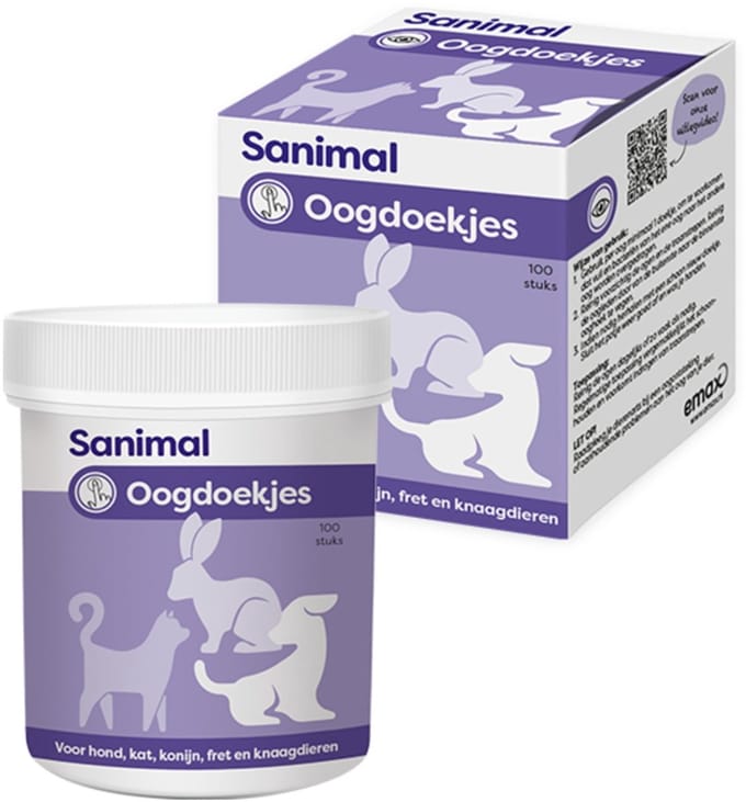 Sanimal Oogdoekjes - Hondenverzorging - 100 stuks