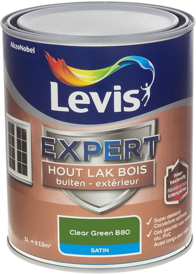 Levis - Expert Hout Lak Buiten Satin Mix - Clear Green B80 - Mengverf - 1 L