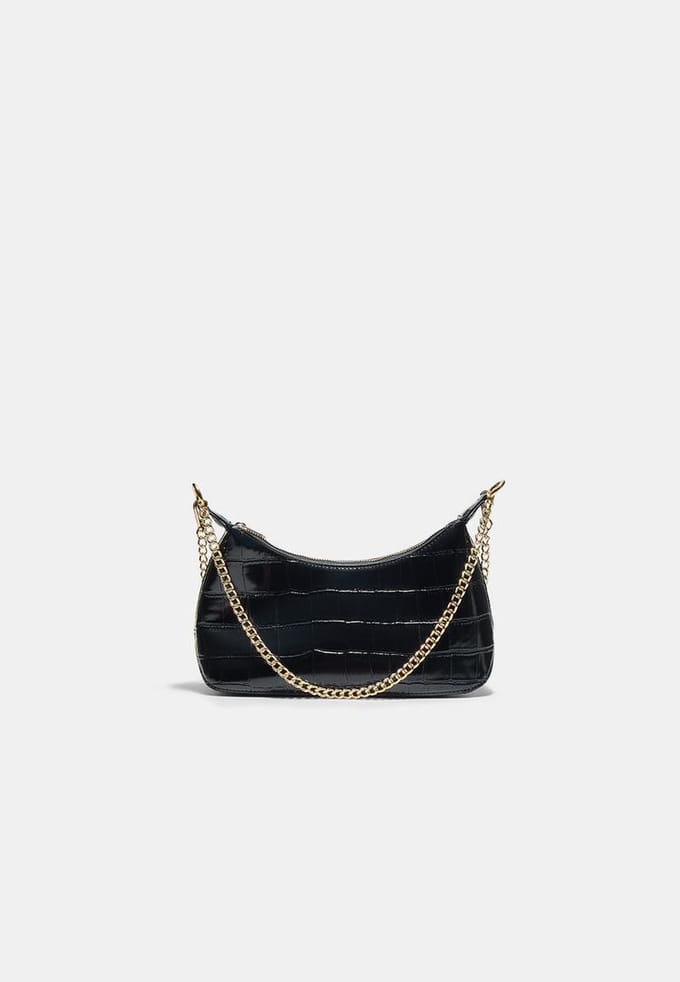 Stradivarius Mini-schoudertas met krokodillenmotief  Zwart OS