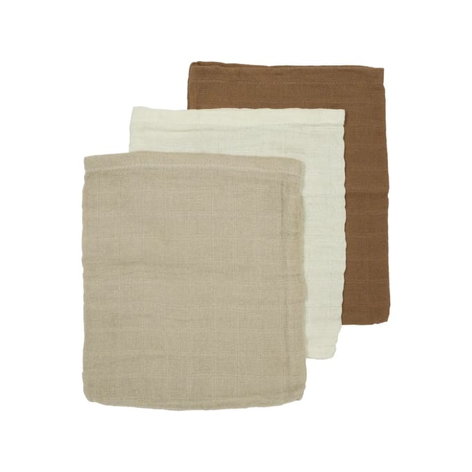 Meyco Baby Uni hydrofiele doeken - 3-pack - offwhite/sand/toffee - 70x70cm