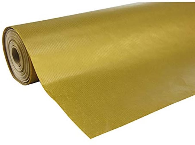 Kraft Inpakpapier - 70cm x 250m - Effen Goud - 60gsm Geribbeld