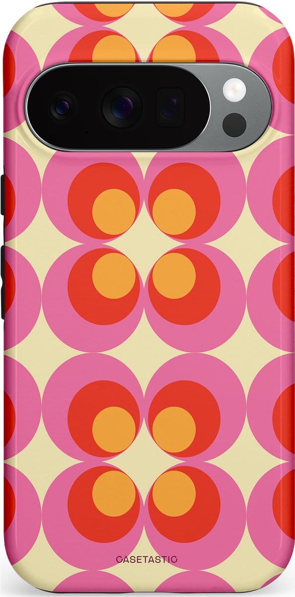 Casetastic hoesje geschikt voor Google Pixel 10 Pro / Google Pixel 10 - Dubbellaagse bescherming - Circle boogie - Fashion Case - Roze Rood Zand Okergeel