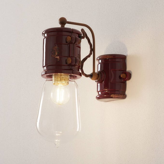 Ferroluce Vintage-wandlamp C1523, Bordeaux