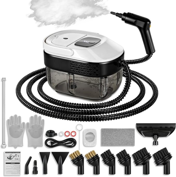 Stoomreiniger - Handstomer - Grondig Reinigen - 10 Seconden Opwarming - 16L Tank - Zwart Wit