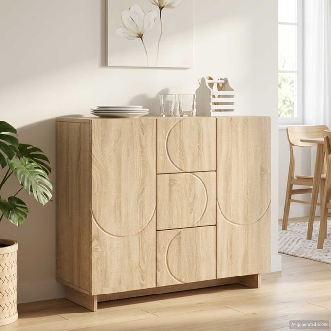 vidaXL - Dressoir - Sonoma - Eiken - 85,5 - x - 31 - x - 75 - cm - Bewerkt - hout