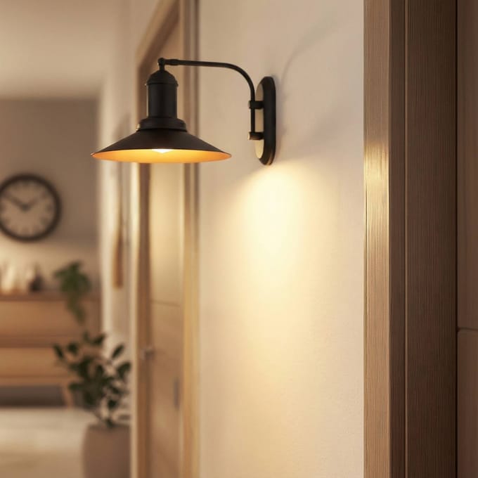 ROYALTECH Wandlamp Lorato, zwart, hoogte 25 cm, metaal, E27