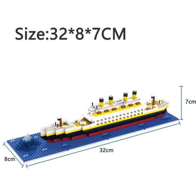 Titanic schip speelgoed verjaardagscadeau assemblage bouwsteen met lamp speelgoed bouwspeelgoed blue